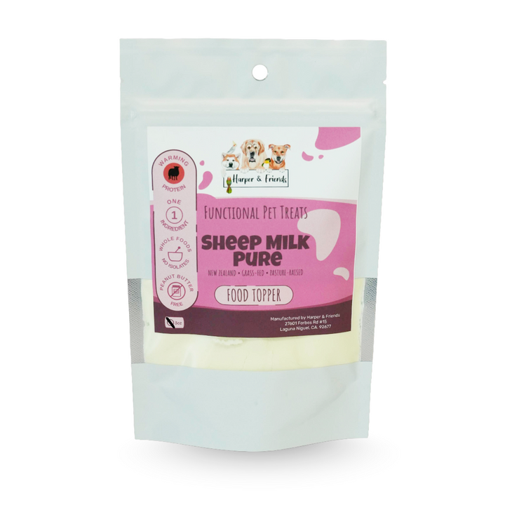 A stand-up pouch of functional pet treats labeled &